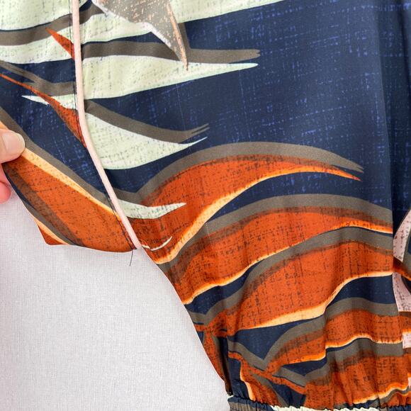 ANTHROPOLOGIE HUTCH Jess Jumpsuit Womens Small Leaf Print Short Sleeve V-neck - Picture 10 of 16